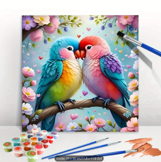 Malen nach Zahlen Vögel & Blumen Motiv